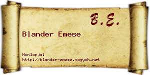 Blander Emese névjegykártya
